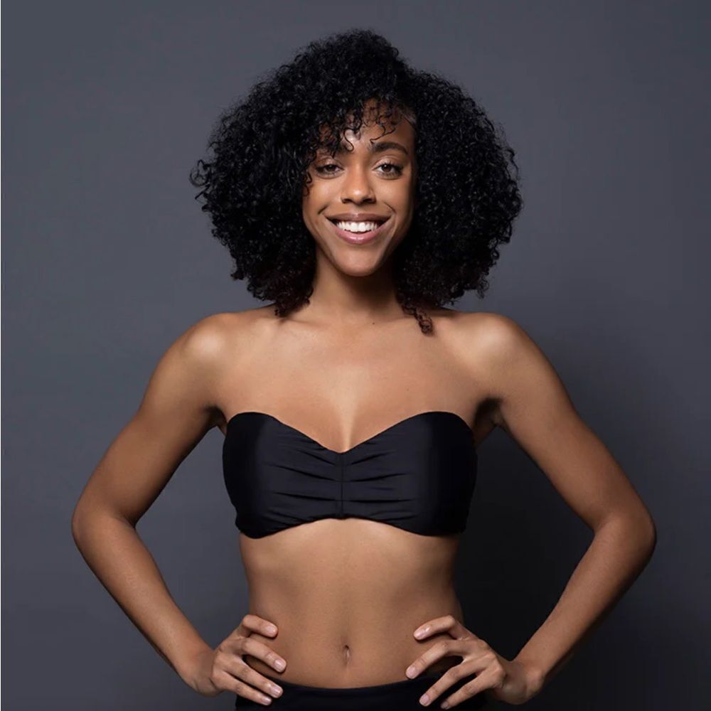 NWT- Swiminista Black ”JOY” bikini braided top with gold hardware- Size Small